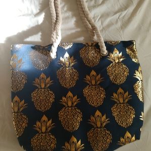 Pineapple Tote (Medium, Navy/Gold)